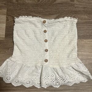 SO Cream Lace Button Top